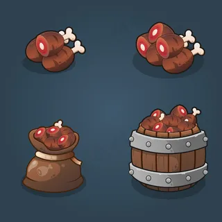 一组游戏资源食物奖励堆栈插图