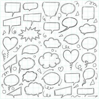 手绘涂鸦空白语音聊天气泡草图 手绘涂鸦空白语音聊天气泡草图