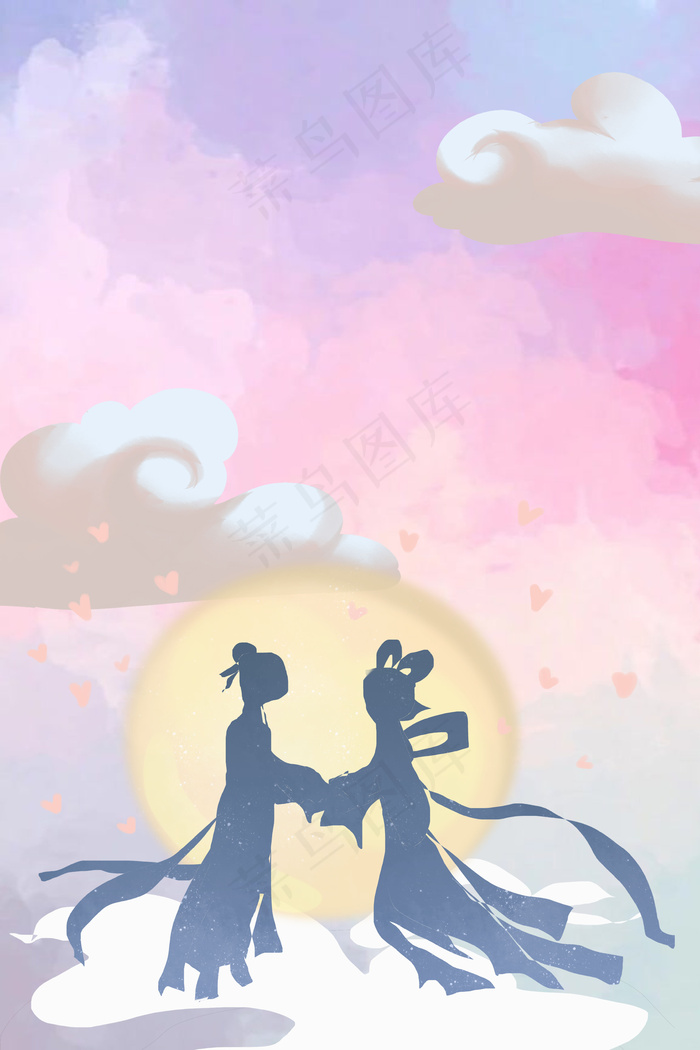 七夕情人节牛郎织女唯美清新背景