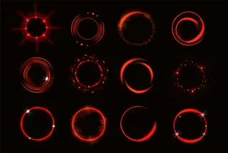 用闪光和烟雾照亮红色圆圈