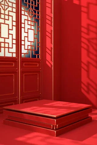 中国风展台红色