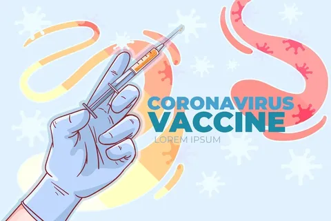 平面手绘冠状病毒疫苗图解