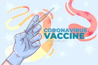 平面手绘冠状病毒疫苗图解
