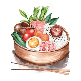 水彩乌梅博希便当插图 水彩乌梅博希便当插图