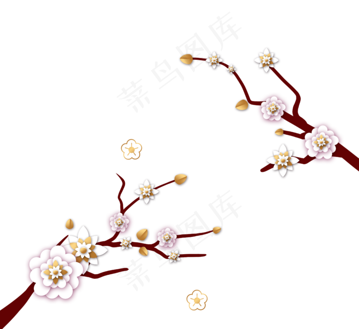 中国传统冬季白梅花枝