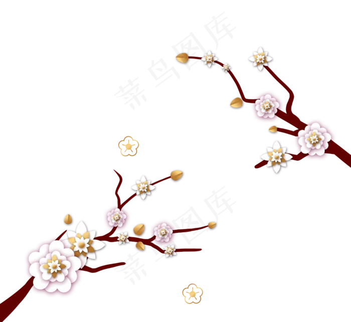 中国传统冬季白梅花枝(2500X2500(DPI:300))psd模版下载