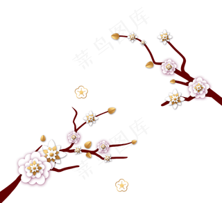 中国传统冬季白梅花枝