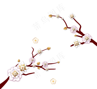 中国传统冬季白梅花枝