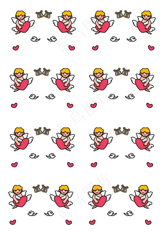 拿着爱心的小天使底纹(2000X3000(DPI:300))psd模版下载