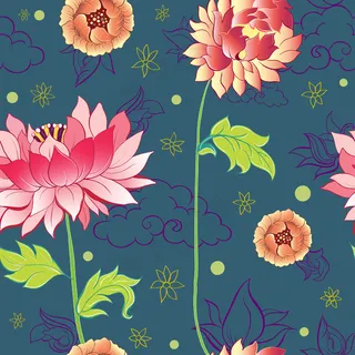 莲花牡丹菊花图案 莲花牡丹菊花图案