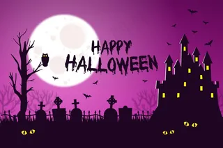 万圣节背景与城堡和蝙蝠