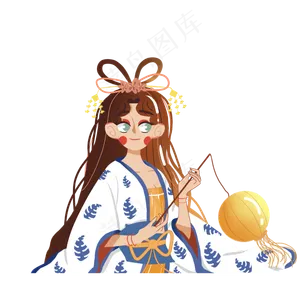 手绘唯美中秋节嫦娥可商用元素