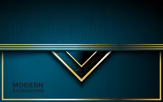 奢华的深蓝色背景与金色线条组合。