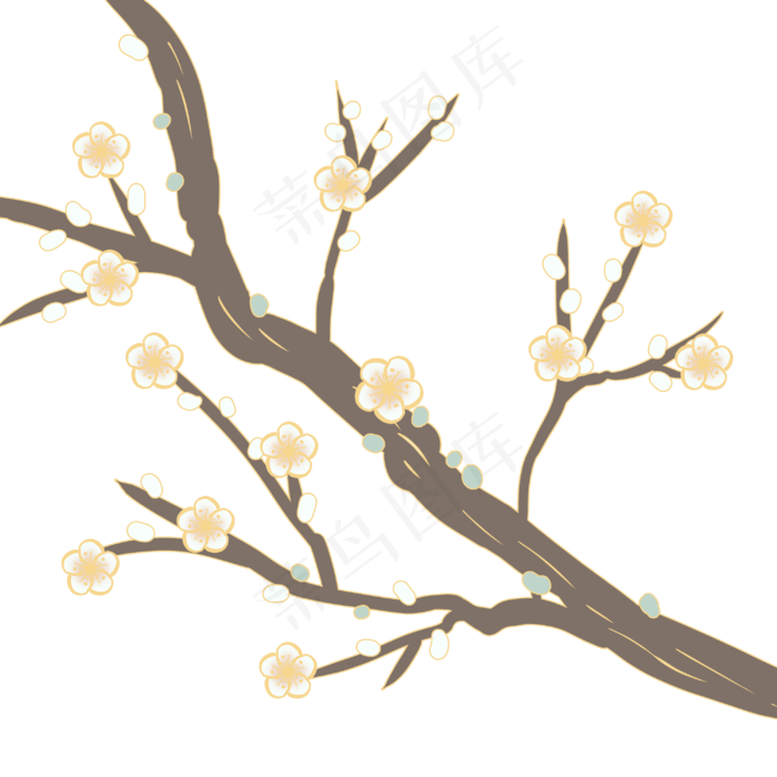 国潮黄色梅花(3000X3000(DPI:300))psd模版下载