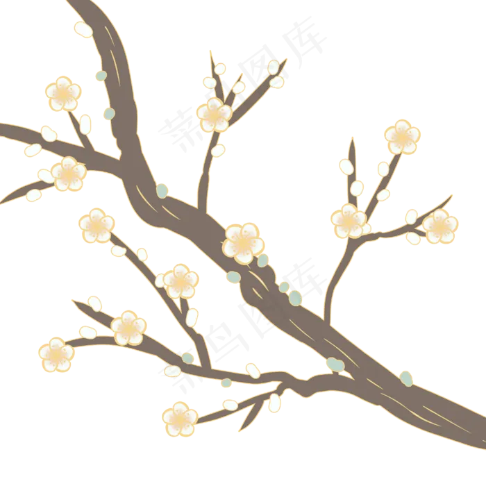 国潮黄色梅花(3000X3000(DPI:300))psd模版下载