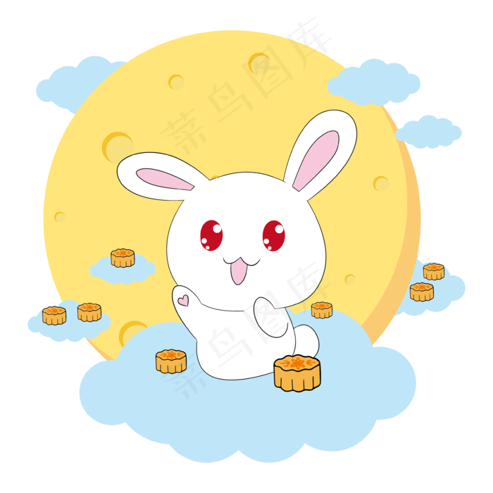 中秋素材玉兔和月饼(3543*3543px 300 dpi )ai矢量模版下载