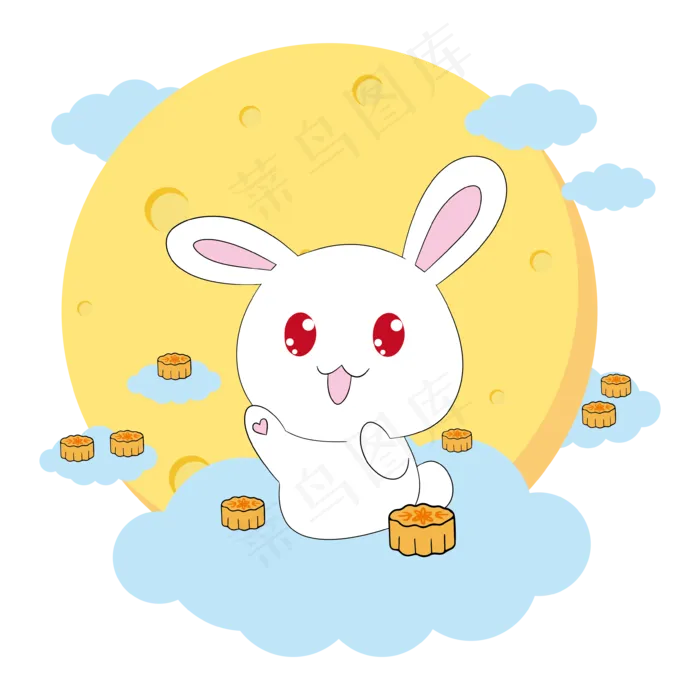 中秋素材玉兔和月饼(3543*3543px 300 dpi )ai矢量模版下载