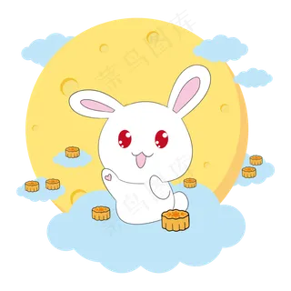中秋素材玉兔和月饼