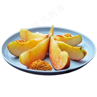切成小片摆盘的桃子