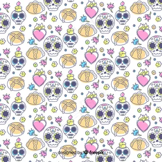 手绘día de muertos图案