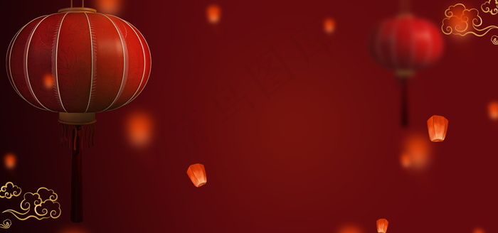 红色简约新年灯笼背景