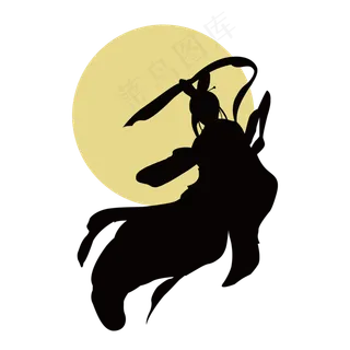 中秋节嫦娥奔月简约剪影古风