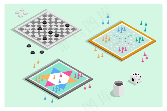 棋盘游戏系列eps,ai矢量模版下载