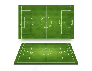 足球场集合顶部和透视图隔离在白色背景上