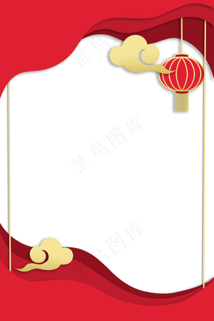 新年剪纸风红色边框(2000X3000(DPI:300))psd模版下载