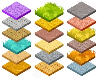 电脑游戏用独立等距瓷砖。