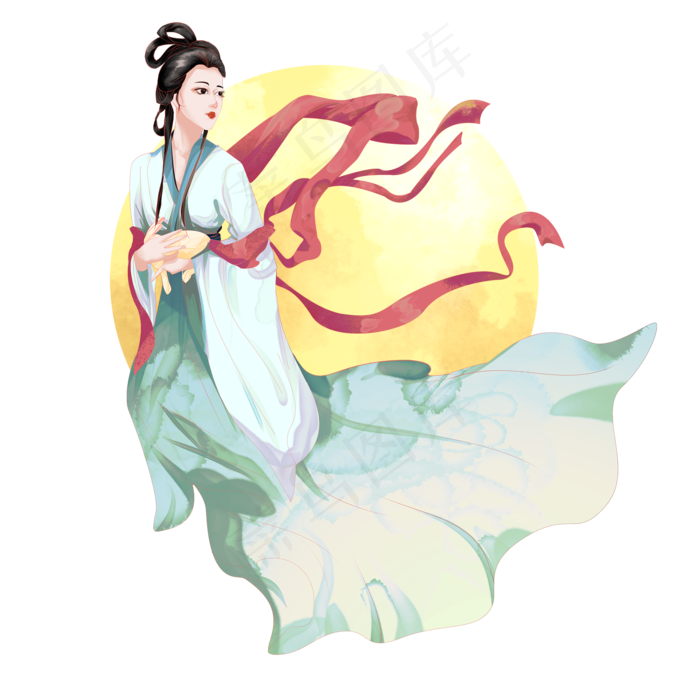 传统古风水墨嫦娥(2000X2000(DPI:300))psd模版下载