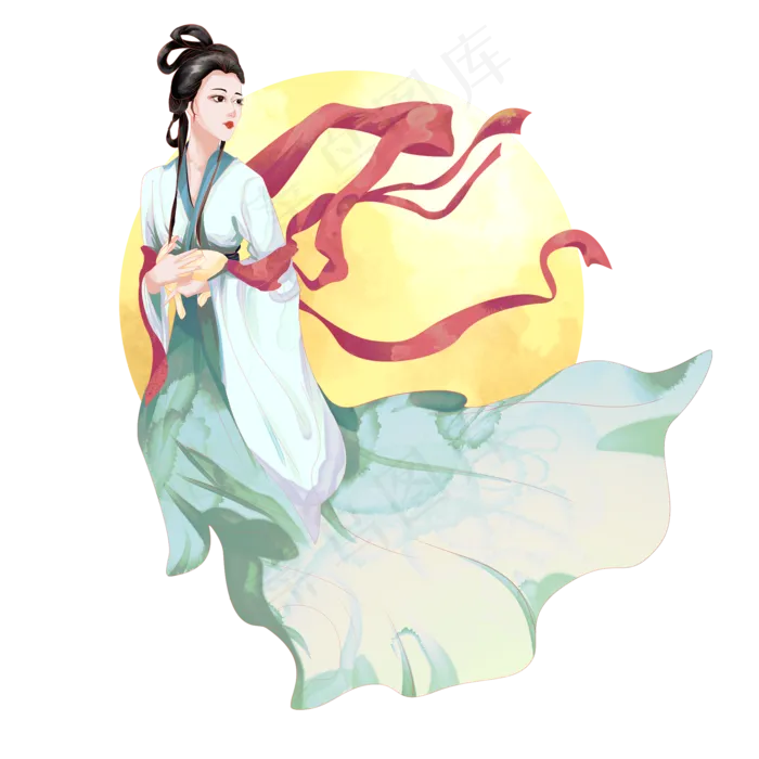 传统古风水墨嫦娥(2000X2000(DPI:300))psd模版下载