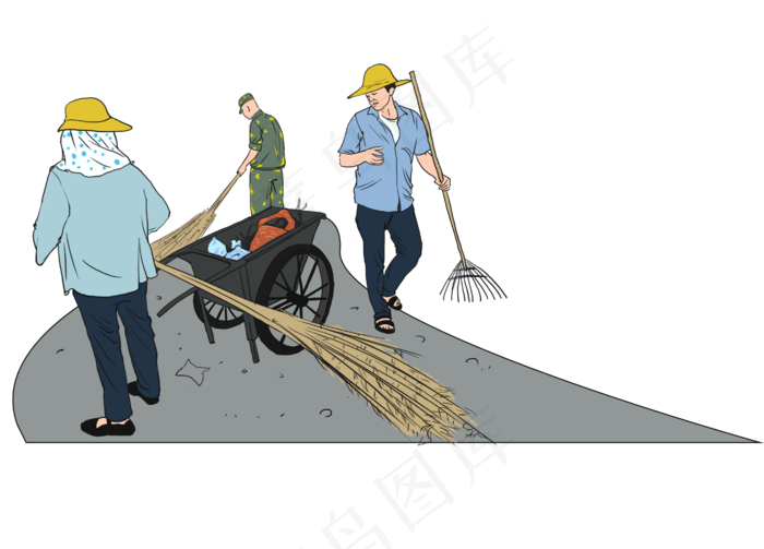 国庆节军民同心解放军和环卫工人