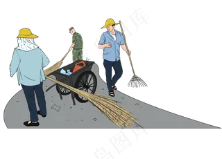 国庆节军民同心解放军和环卫工人