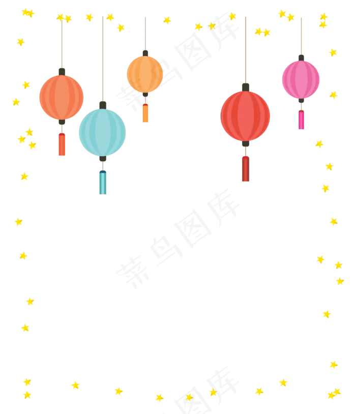 中秋节八月十五边框星星(4000*4653px 300 dpi )ai矢量模版下载