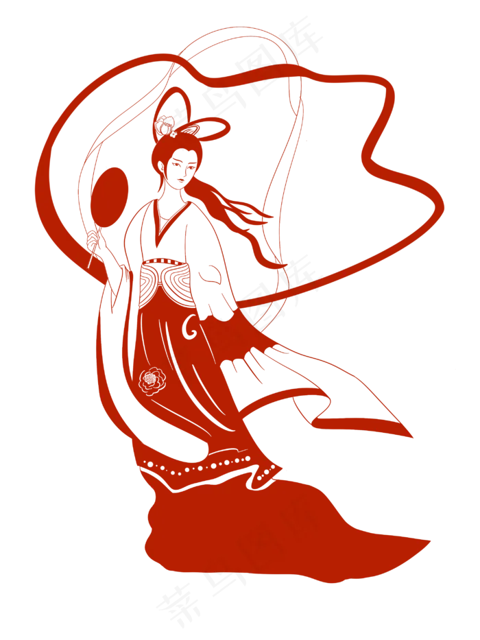 剪纸风嫦娥(3000X4000(DPI:300))psd模版下载