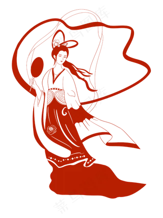 剪纸风嫦娥