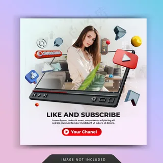 喜欢并订阅创意概念模板社交媒体后推广模板
