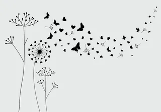 蒲公英与飞蝴蝶和种子矢量图