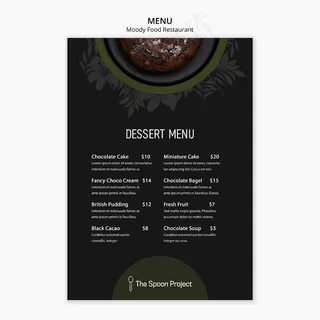 穆迪餐厅菜单模板概念