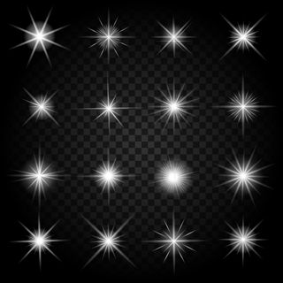 星光闪烁，光芒四射。明亮的背景，爆竹闪烁，