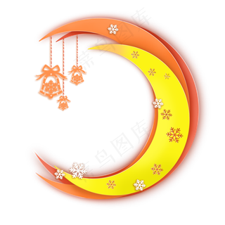 圣诞节平安夜雪花浮雕边框,免抠元素