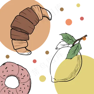 下午茶ins餐桌美食柠檬牛角面包,免抠元素