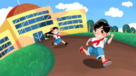 卡通手绘风开学季配图