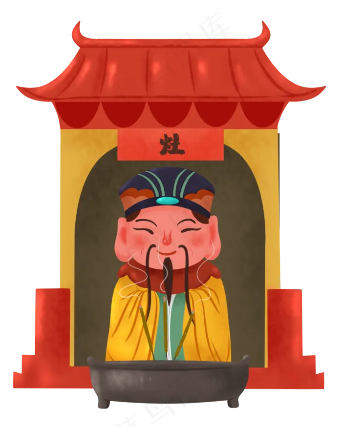 灶神厨神灶王,免抠元素(2000X2500(DPI:299))psd模版下载