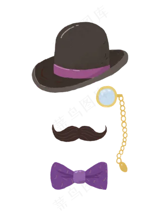 手绘西装领带帽子