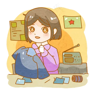 建国初期补衣服劳动妇女
