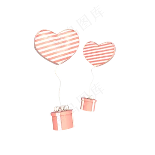 C4D立体爱心轻气球礼盒装饰元素,免抠元素
