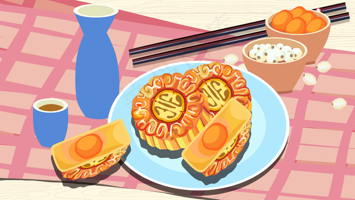 中秋节美食蛋黄月饼中秋