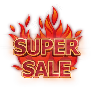 炫酷风火焰SALE促销元素,免抠元素